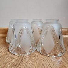 Lot of 4 Vintage Pattern Glass Etched Frosted Clear Lamp Fan Shades Ribbon Twist picture