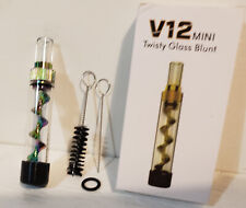 V12 Rainbow Mini Swirl Glass Pipe 3.5” Smoke Blunt Tobacco Pipe - cleaning brush picture