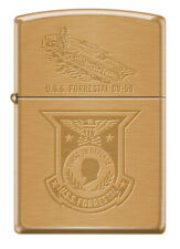 USS Forrestal (CV-59)  Aircraft Carrier Zippo MIB  Brushed Brass picture