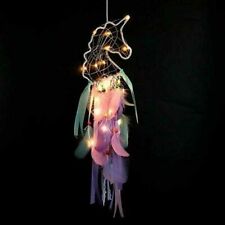 LED Dream Catcher Flower Feather Pendant Wall Hanging for Car Home horn pink picture