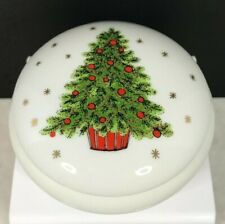 Vintage George Good Christmas Tree Porcelain Trinket Jewelry Box - Japan picture