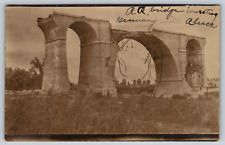 RPPC c1920s Railroad Bridge Destroyed Connect Germany to Abrack Vintage Postcard picture