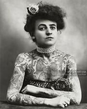 Vintage Tattooed Lady Circus Performer Photo - 1900s First Female Tattoo Artist picture