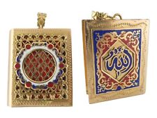 Vintage 18K Rosy Yellow Gold Enamel Islamic Muslim Allah Double Sided Locket picture