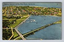 Key West FL-Florida, Highway Approach From The Air, Vintage c1940 Postcard picture