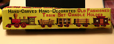 VINTAGE Hand Carved Hand Painted Old Time Train Set Candle Holders picture