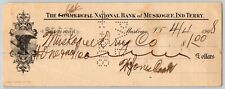 Muskogee, OK 1908 Indian Territory* Commercial National Bank Check - Scarce picture
