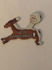 Vintage VOTE DEMOCRATIC DONKEY Metal Tab Pin GREEN DUCK COMPANY Never Used picture