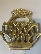Virginia Metal Crafters Newport Pineapple Brass Trivet Stamped 1976 picture