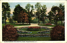 Flower Garden College Hill Park Poughkeepsie NY White Border Postcard c1920s picture