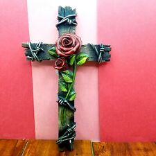 Cross with Rose Wood Look Resin 10