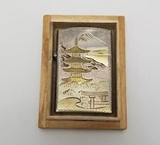 Vintage Lighter Japanese Sterling Silver  Engraved Ex Condition Mt Fuji Asian picture