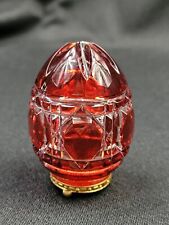 Vintage 2.5” Faberge Cranberry Ruby Red Cut to Clear Crystal Egg Numbered 1990s  picture