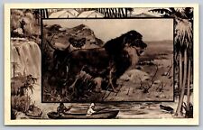 Postcard Lion with Safari Border Mintz Teddy Roosevelt 3M picture