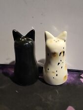 Shio Kosho Salt and Pepper Shakers - Gloss Black and Calico Cat Shakers  picture