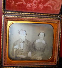 1/6th size Daguerreotype of older couple in full case picture