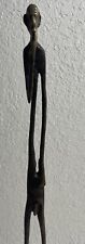 VINTAGE AFRICAN BRONZE TALL MAN STATUE 15” GIACOMETTI STYLE ELONGATED SCULPTURE picture