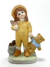 Vintage Little Girl Holding Her Teddy Bear’s Hand Figurine picture