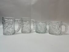 Vintage McDonalds 1995 Batman Forever Complete Set of 4 Embossed Glass Mugs picture