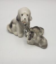 Vintage Golden Retriever Cocker Spaniel Dog & 2 Puppies on Chain Figurine Japan picture