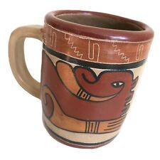 Vintage NATIVE AMERICAN Indian PUEBLO POTTERY Mug SANTA CLARA? Tribal Cup CLAY picture