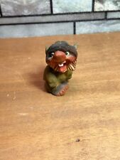 Vintage Henning Style Hand Carved Norway, Painted Wood Troll Figurine 3.25