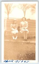 Vintage 1944 Photo Mother & Daughter Easter Day 1940's Found Art DST9 picture