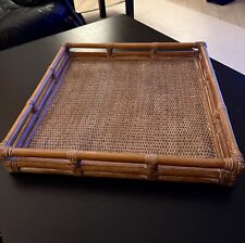 Vintage 1970s Boho lrg. rattan 100% bamboo table tray. A beauty picture