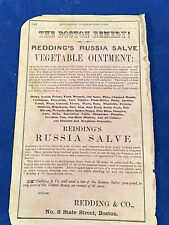 1862 Ad The Boston Remedy ~ Redding’s Russia Salve, Vegetable Oil - Quackery picture
