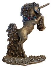 Vintage Pewter Unicorn Figurine with Rhinestone Blue Eyes and Pendant picture