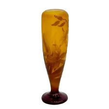 Emile Galle Acid Etched Cameo Art Glass Vase Irises Gold circa 1890 picture