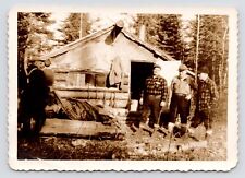 c1930s-40s Hunters~Log Cabin Hunt Camp~Rifles~Hunting Season Vintage Photo picture