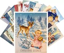 Pixiluv Vintage Christmas Greeting Cards 24pcs Little Angels Christmas Black picture