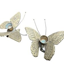 Vintage Pair of Beautiful Brass Butterfly Candle Stick Holders picture