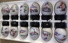 Marble Art Craft Eggs With Stands Lot Of 12 Vintage ~ ORIGINAL BOX & DAILY SHIPP picture