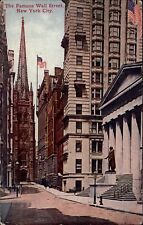 Wall Street New York City NY ~ 1909 Capper postcard to Edna Diehl Astoria IL picture