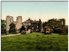 England. Leicester. Ruins of Old Abbey.  Vintage Photochrome by P.Z, Photochro picture