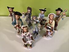Antique Porcelain Monkey Band Figurines Set of 8, Drum, Flute, Bagpipes, 4-4.75” picture