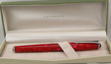 Levenger True Writer Marble Red & Chrome Rollerball Pen - New In Box picture