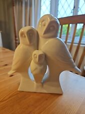 Vintage 3 Owl Family Porcelain Figurine picture