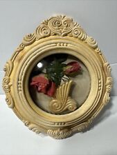 Vintage  Ceramic Convex Glass Picture with Flowers picture