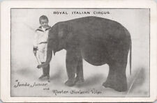 'Jumbo Junior' Elephant Giovanni Volpi Royal Italian Circus Postcard G33 *as is picture