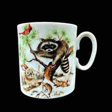 Vintage Royal Crown Coffee Cup Mug Raccoon Rabbit Red Bird Cardinal READ picture