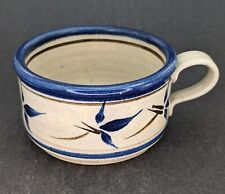 Vintage 1990 Frye Signed Pottery Cobalt Blue Flower Soup Mug Coffee picture