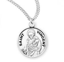 Elegant Patron Saint Vincent Round Sterling Silver Medal Size 0.9in x 0.7in picture