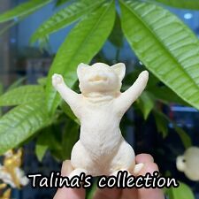 2''Natural Genuine Tagua Nut Hand Carved beautiful cat Reiki Healing Gift 1pc picture