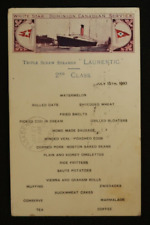 1910 SS Laurentic Food Dinner Menu White Star Line Dominion Steamship Postcard picture