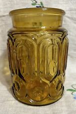 L E Smith Moon & Stars Amber Glass Canister Vintage Replacement NO LID 7 1/2” picture