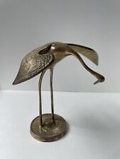 Vintage Brass Crane Egret Heron Bird Sculptures  MCM Mid Century Korea picture
