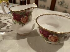 Vintage Royal Albert Old Country Roses Open Cream and Sugar Set picture